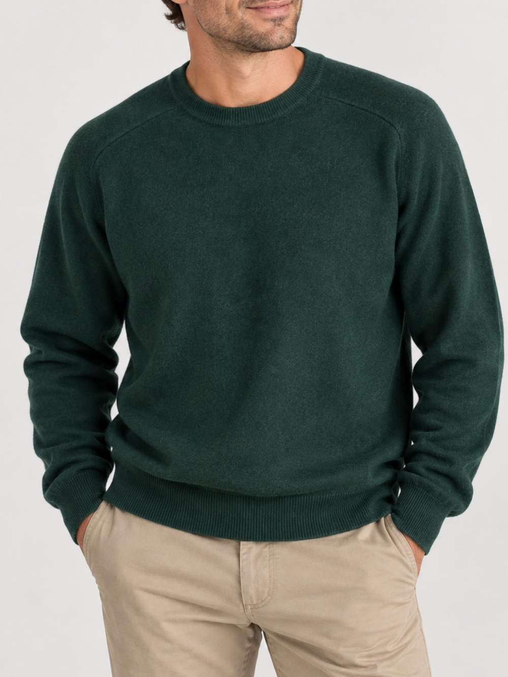 Daniel Bishop 100% Cashmere Dark Green Crewneck Sweater